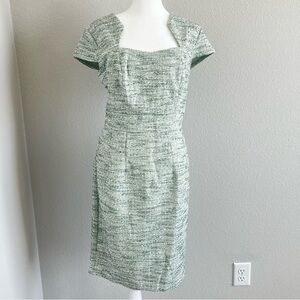 Grace Karen Women’s Pencil Dress Cap Sleeve Tweed Green White Midi Size Small